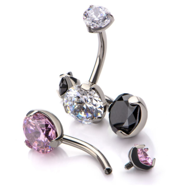 Gorgeous Swarovski Crystal Belly Rings counter sunk crystals in solid Titanium Navel Ring - Image 3